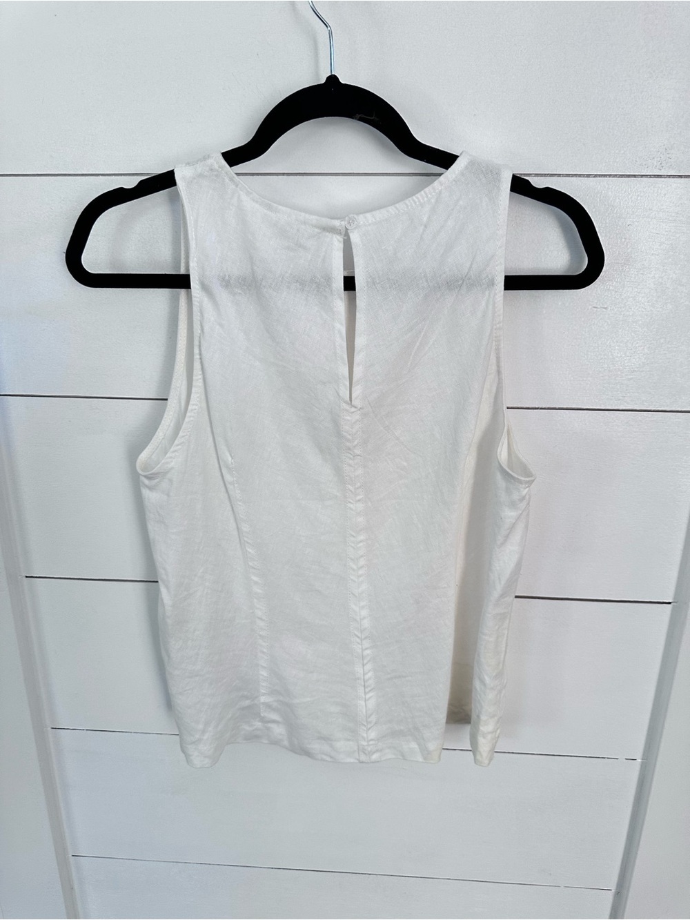 Max Studio M 100% lined white side slit lagonlook classic coastal sleeveless top - Picture 2 of 12